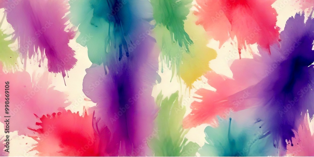 Poster a vibrant abstract pattern composed of various shades of pink, purple, blue, and green watercolor sp