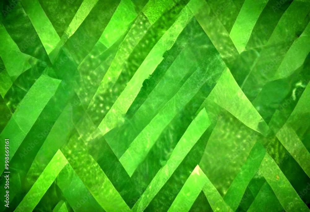 Poster a textured, abstract pattern of intersecting diagonal lines in various shades of green, creating a sense of depth and movement