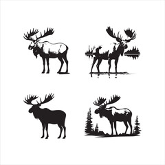 deer silhouette vector illustration, 