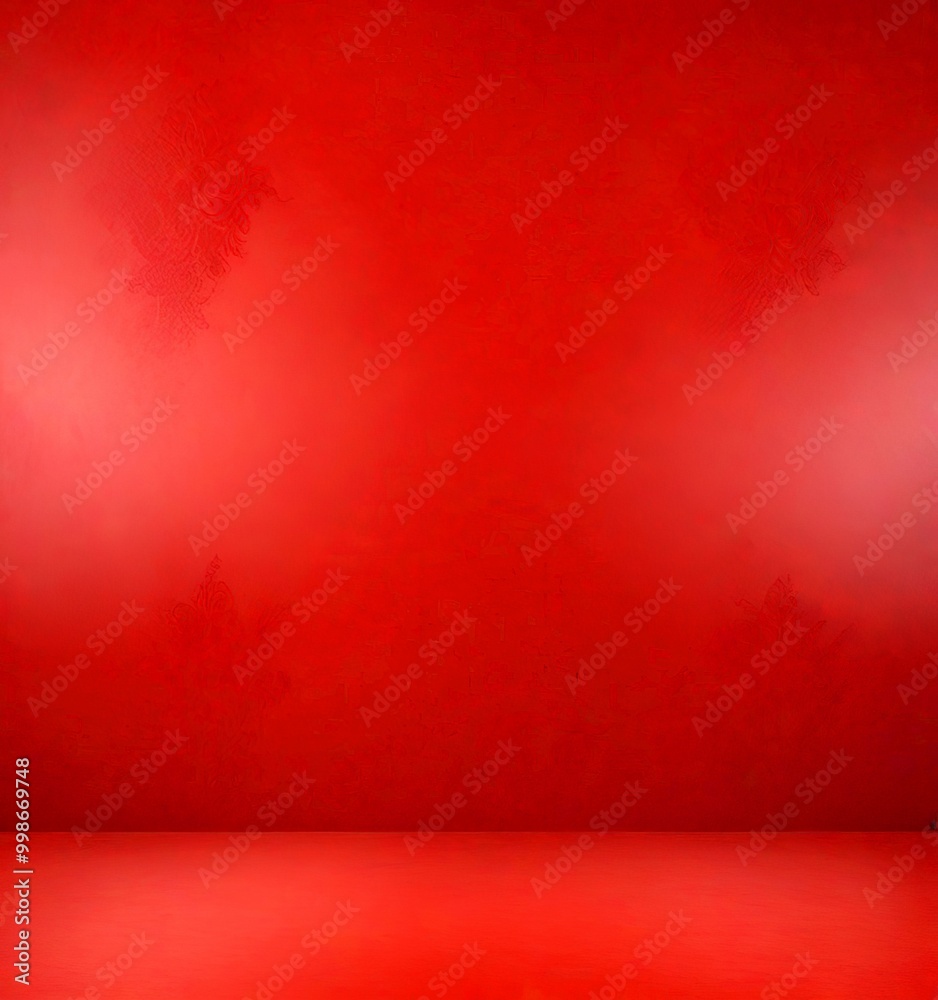 Leinwandbilder a red wall with a floral pattern on the left side and a plain red wall on the right side, creating a