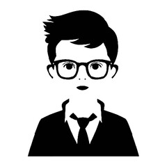 kid wearing glasses and tie  silhouette vector illustration