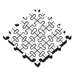 Realistic high resolution white puzzle pieces design vector art of illustration and Connection Isolated on White Background