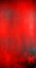 a textured red background with a dark red splatter in the bottom right corner