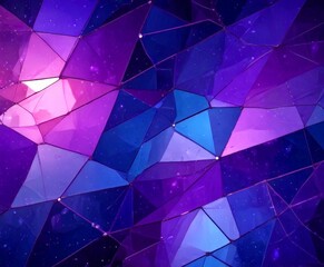 Obraz premium a vibrant abstract pattern composed of numerous triangular shapes in various shades of purple and blue, creating a sense of depth and dimensionality The overlapping