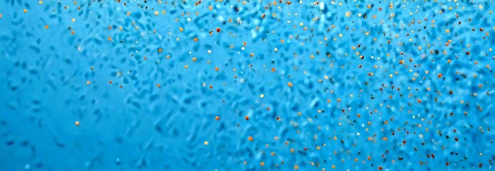 Obraz premium a blurred, abstract background with a gradient of blue and orange hues, resembling a water surface with small, scattered particles or specks