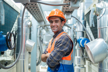 Engineers check and adjust the valves to ensure the proper amount of water flows into the air...