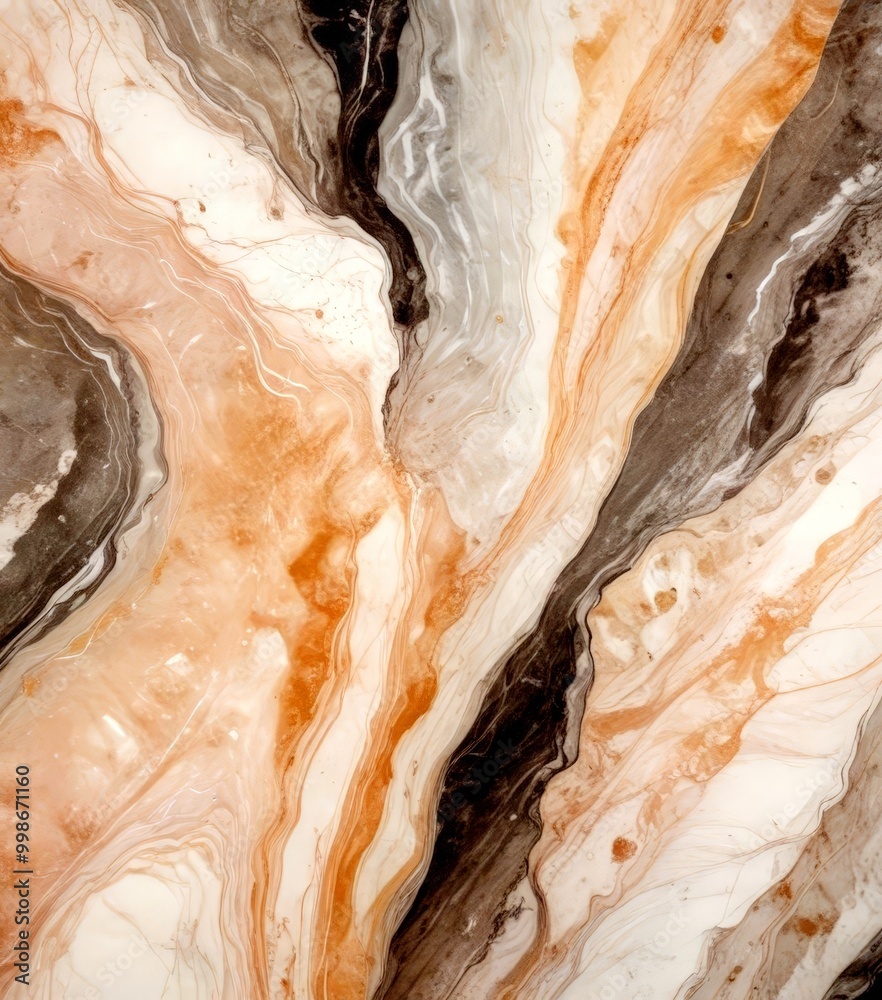 Aufkleber a marble surface with a swirling pattern of light and dark brown hues, creating a sense of movement 