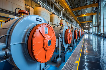 High quality image of industrial machinery in factory setting, showcasing energy systems