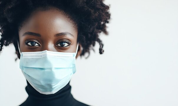 Close-up Portrait of a Woman Wearing a Face Mask