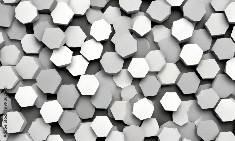 Aufkleber A pattern of white hexagonal shapes, arranged in a grid-like fashion, creating a visually striking and abstract background