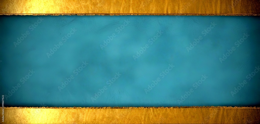 Poster a close-up view blue fabric surface with a gold border The border is slightly frayed, adding a rustic touch to the overall appearance The blue fabric appears to be made
