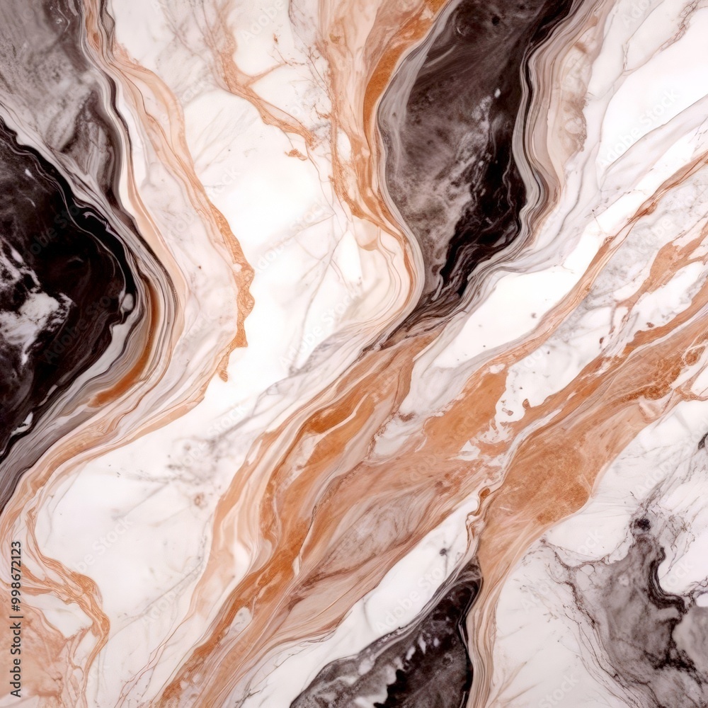 Aufkleber a marble surface with a swirling pattern of light and dark brown marble, creating a sense of movement and depth