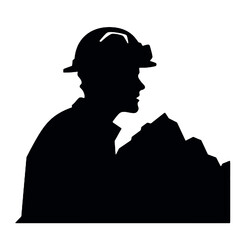 Monochromatic Silhouette of Miner vector illustration
 