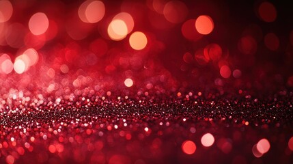 Abstract red sparkle texture with glowing glitter and bokeh, evoking love and holiday warmth for Valentine's Day