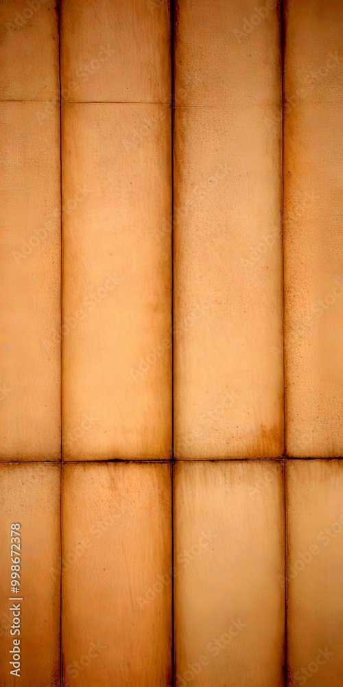 Aufkleber a close-up view textured, beige-colored wall with vertical lines running across it, creating a grid-like pattern