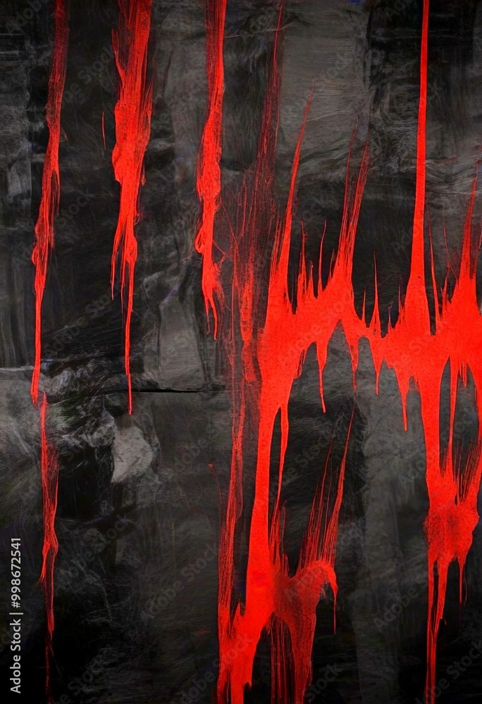 Aufkleber a dark, textured surface with red dripping paint, creating an abstract and dynamic visual effect