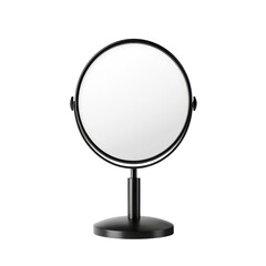 Fototapeta premium Modern Black Round Tabletop Vanity Mirror with Adjustable Stand on Transparent Background