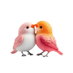 Colorful Pair of Lovebirds Kissing - Adorable and Vibrant Bird Figurines in Close-Up