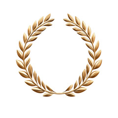 Golden Laurel Wreath Isolated on Transparent Background Symbolizing Victory and Achievement