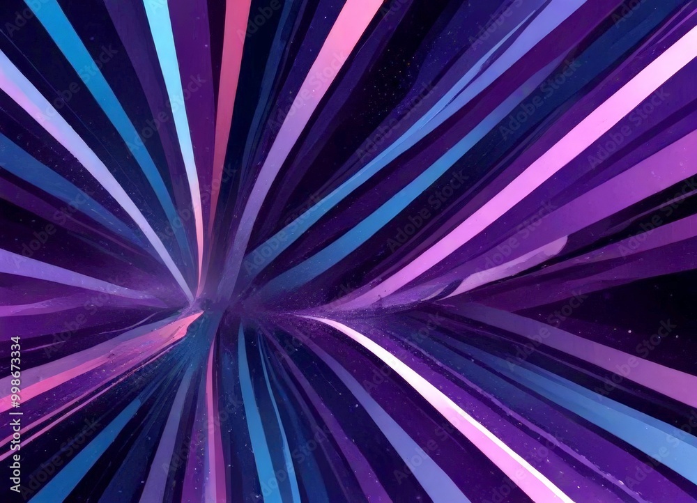 Poster a vibrant abstract composition of intersecting lines in various shades of purple, blue, and pink, cr