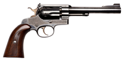 PNG Vintage revolver with wooden grip