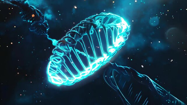 DNA Gene sequencing abstract design. Floating in space background, science, abstract, biology, biotechnology, molecular, health, genetic,  chemistry, medicine, chromosome, structure, helix