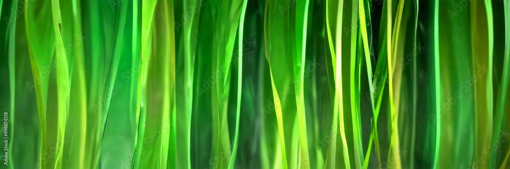Leinwandbilder a close-up view dense, lush green plant with long, thin leaves arranged in a vertical pattern, creat
