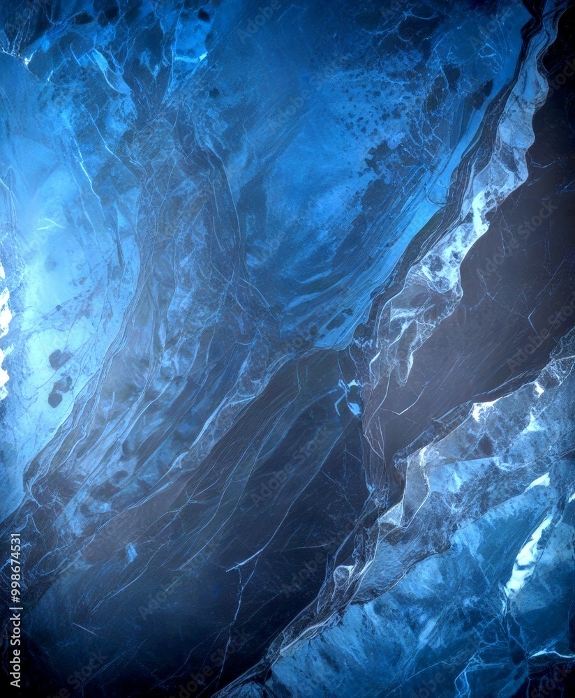 Aufkleber a close-up view marble surface with a dark blue and black color scheme, featuring intricate patterns and textures