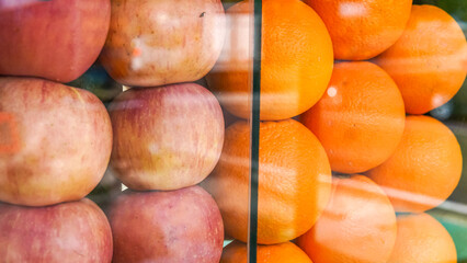 Variation of fresh and healthy fruits arranged at stall for sale in local retail marketplace