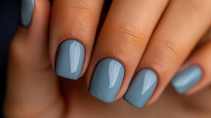 Fun blue nail art with minimalist style on neutral background for modern design
