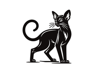 Oriental Shorthair cat. Black vector emblem, logo, sign. Simple vector illustration