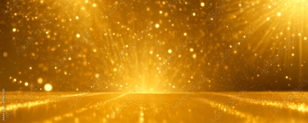 Aufkleber a golden, glittering stage with a radiant spotlight shining down on it, creating a sense of depth an