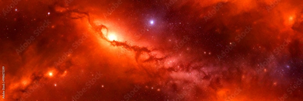 Aufkleber a vibrant cosmic scene, featuring a swirling nebula with a bright center and a multitude of stars sc