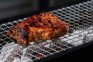 Grilled Steak with Vegetables on BBQ