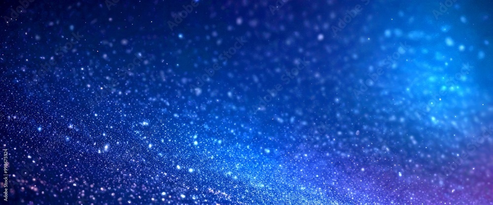 Poster a starry night sky with a gradient of blue and purple hues, creating a sense of depth and movement The stars are scattered across the frame, their twinkling lights adding a