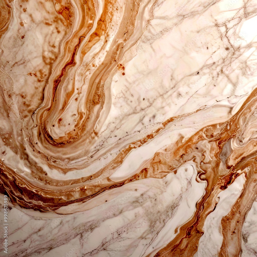 Aufkleber a marble surface with a swirling pattern of light and dark brown marble, creating a sense of movemen