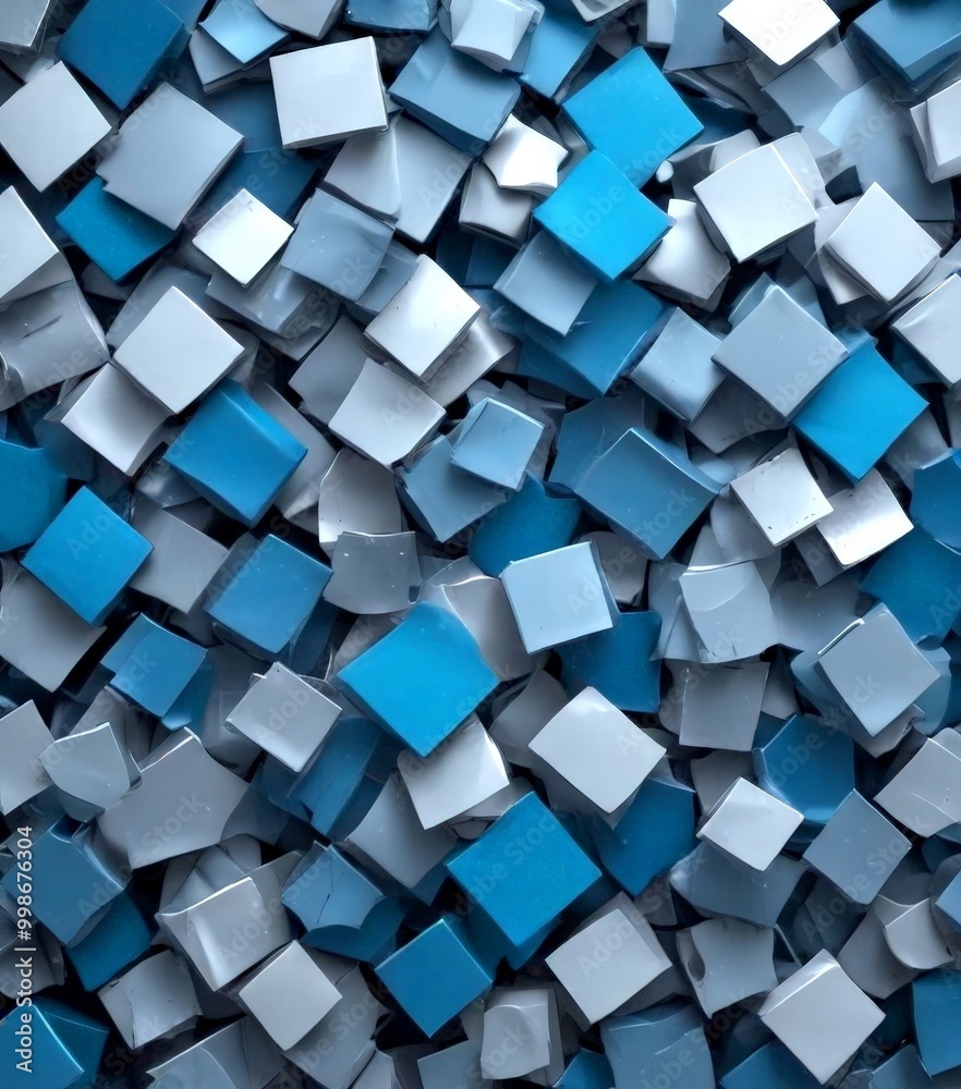 Aufkleber a close-up view pile of blue and gray cubes, creating a visually striking pattern