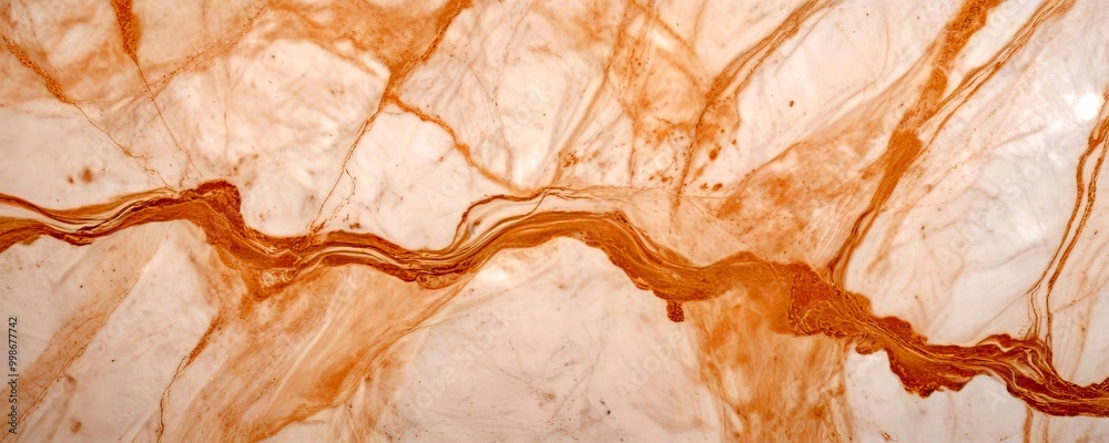 Poster a close-up view marble surface with a swirling pattern of light and dark brown hues, creating a sense of movement and texture