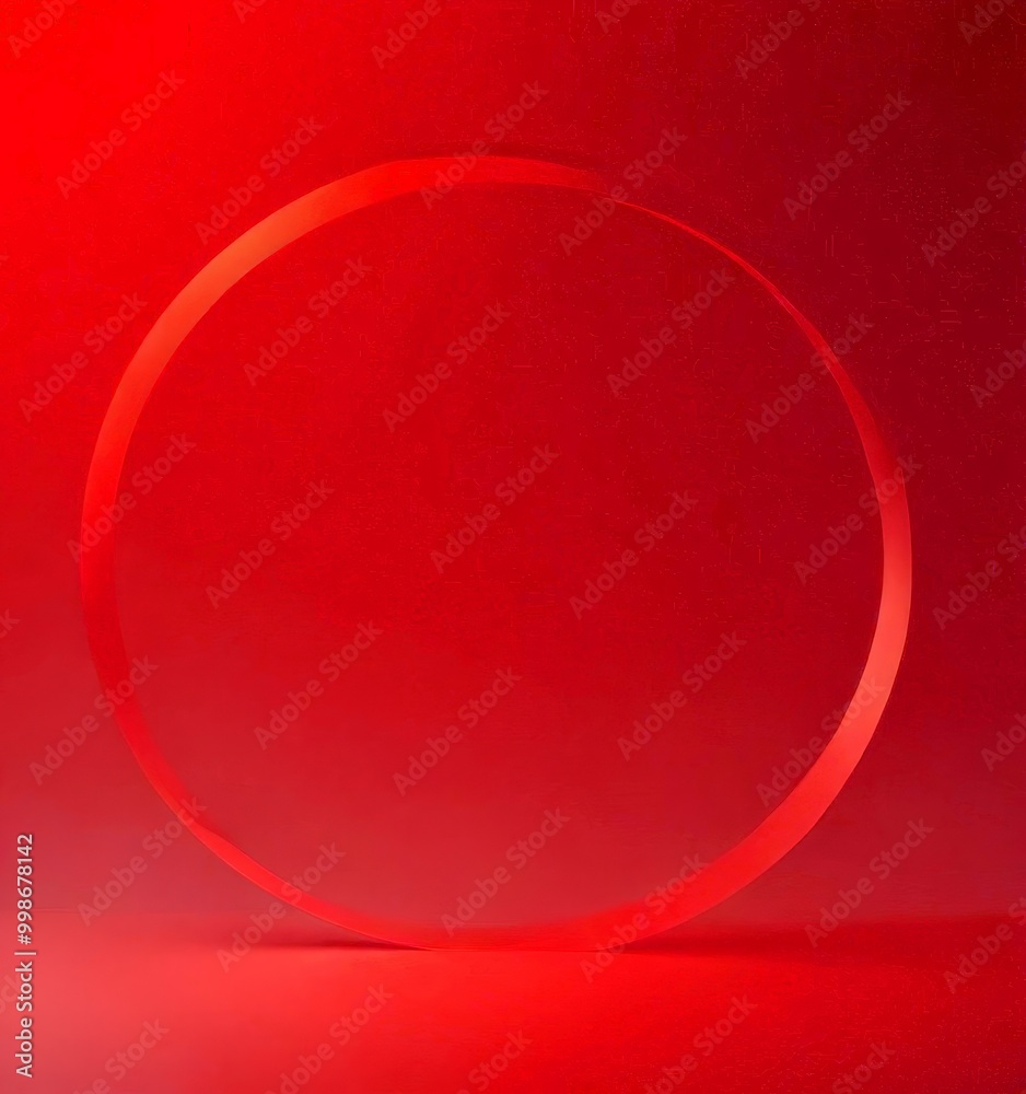 Fototapete a red circle with a curved edge is centered against a gradient red background