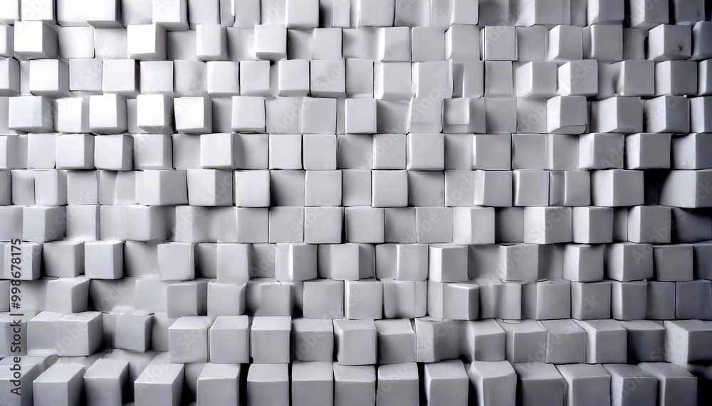 Aufkleber A grid of white cubes, varying in size, arranged in a repeating pattern, creating a visually striking and geometric composition