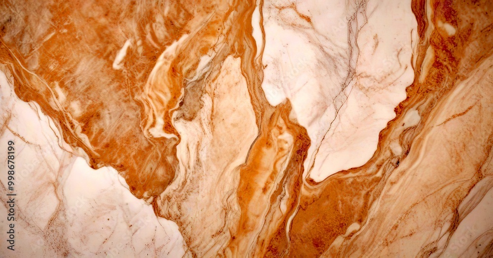 Poster a close-up view marble surface with a swirling pattern of light and dark brown hues, creating a sense of movement and texture