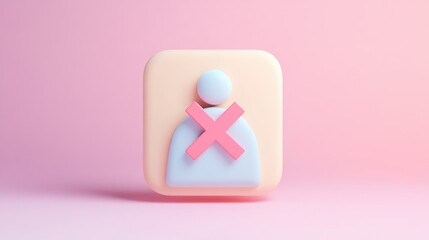 3D icon of a person with a red cross, symbolizing blocking, deleting, or banning a user.
