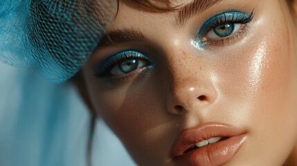 Bold blue prom makeup look for spring fashion inspiration and glamour