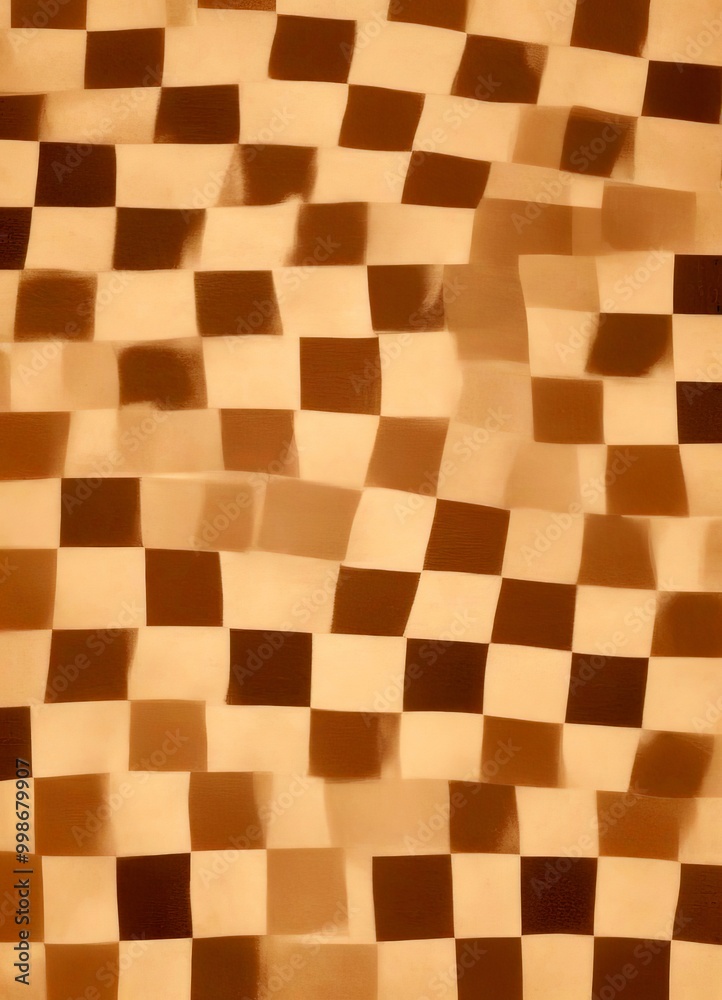 Poster a pattern of overlapping squares in various shades of brown, creating a visually intriguing and abstract design