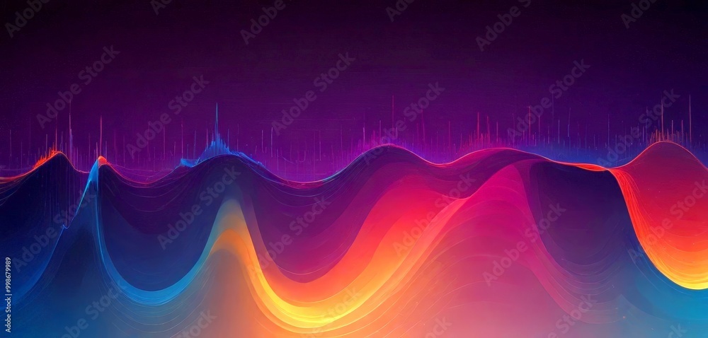 Fototapete a digital illustration wave-like pattern, composed of lines and curves in a spectrum of colors inclu