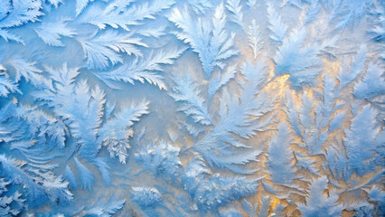 Frozen frosty leaf pattern background for winter design and decoration
