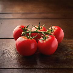 Red cherry tomatoes isolated on wooden table