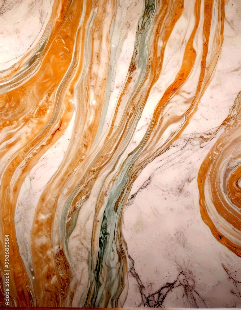 Poster a close-up view marble surface with a swirling pattern of light and dark brown marble, creating a sense of movement and depth