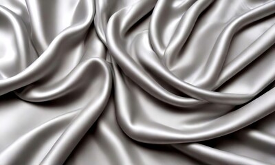 Fototapeta premium a close-up view crumpled, flowing white fabric, possibly silk or satin, with a smooth, shiny texture