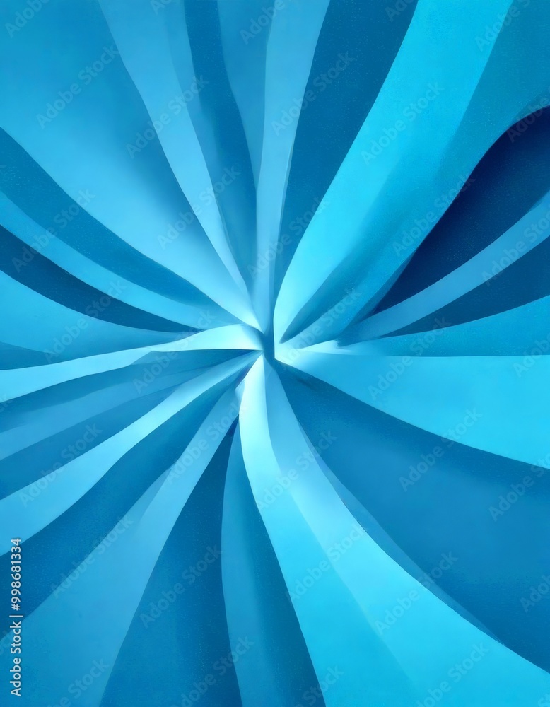 Leinwandbilder a radial pattern of curved lines in shades of blue, creating a sense of movement and dynamism